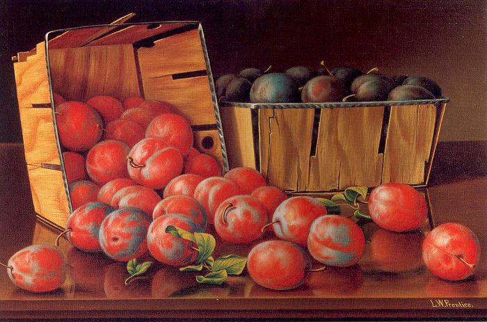 Prentice, Levi Wells Baskets of Plums on a Tabletop oil painting picture